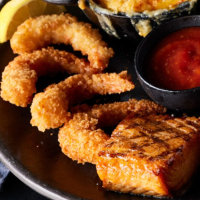 Salmon & Crispy Shrimp